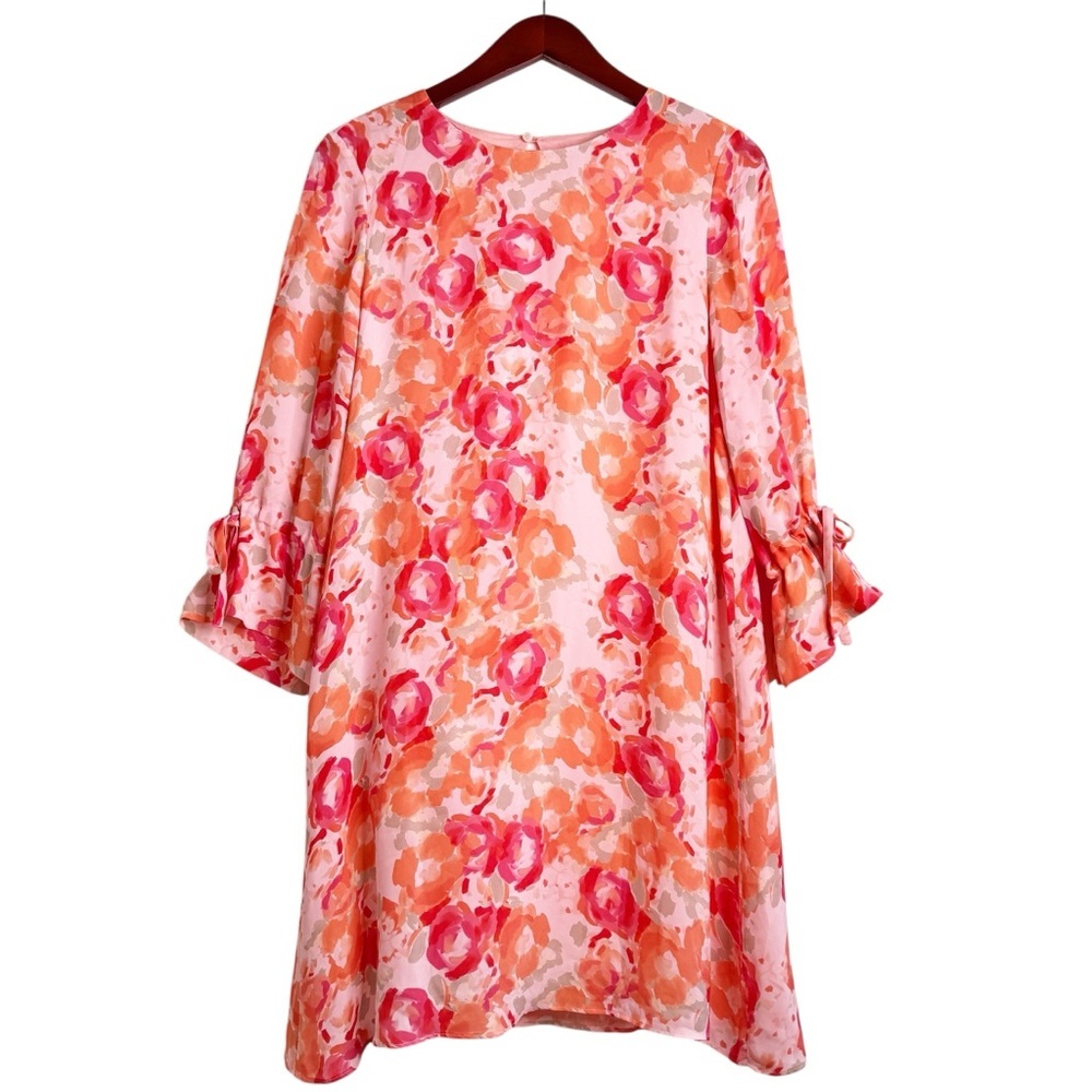 TYLER BOE Silk Floral Print Bell Cuff Dress Size Small in Multi Pink